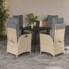 5-piece Garden Set with Cushions Poly Rattan Mixed Beige