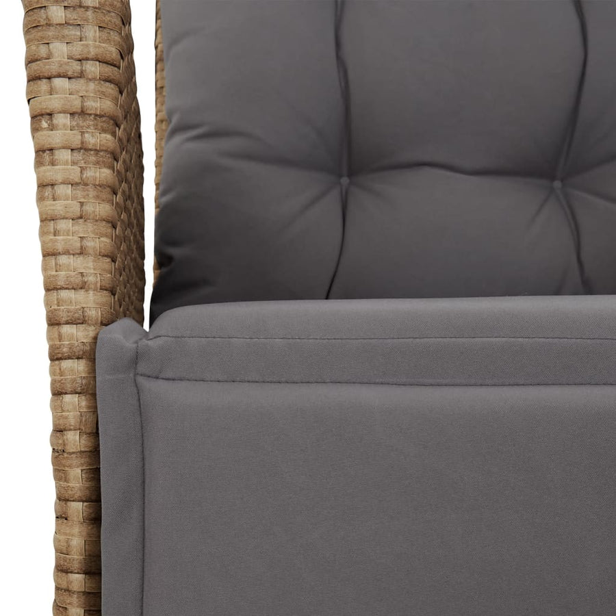 5-delige Tuinset met kussens poly rattan gemengd beige