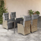 Tuinset 5-delig poly rattan gemengd beige