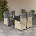 5-piece Garden Set with Cushions Poly Rattan Mixed Beige
