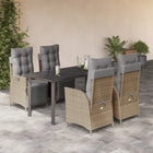 5-piece Garden Set with Cushions Poly Rattan Mixed Beige