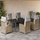 Tuinset 7-delig poly rattan gemengd beige