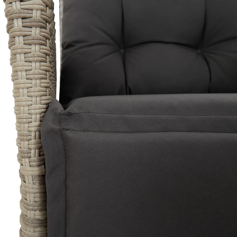 3-delige Tuinset met kussens poly rattan lichtgrijs