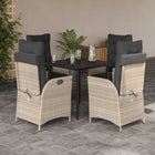 5-piece Garden Lounge Set with cushions poly rattan light grey