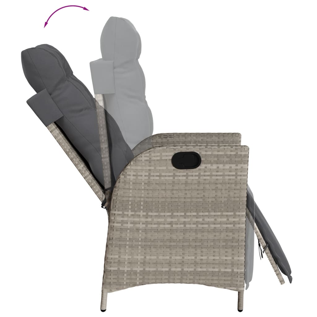 5-delige Tuinset met kussens poly rattan lichtgrijs