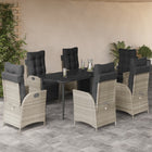 Tuinset 7-delig poly rattan grijs