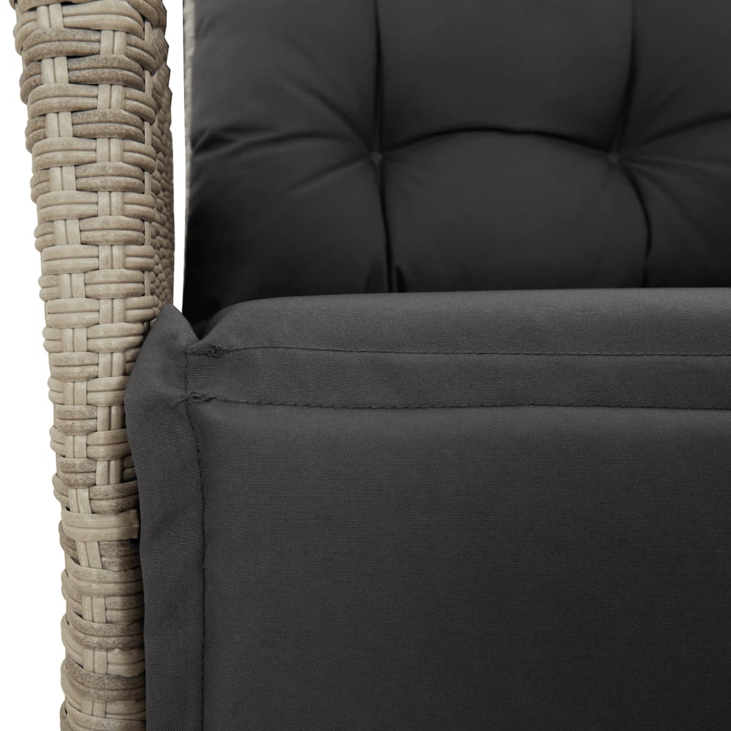 3-delige Tuinset met kussens poly rattan lichtgrijs