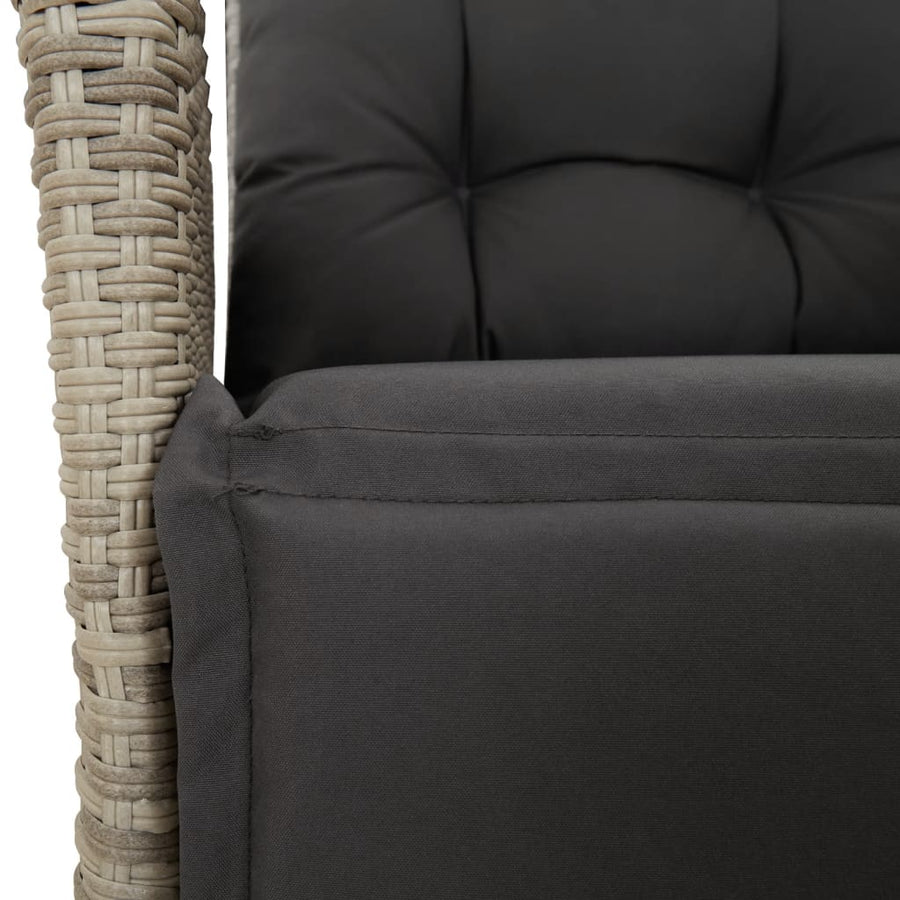 5-delige Tuinset met kussens poly rattan lichtgrijs