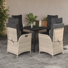 5-piece Garden Lounge Set with cushions poly rattan light grey