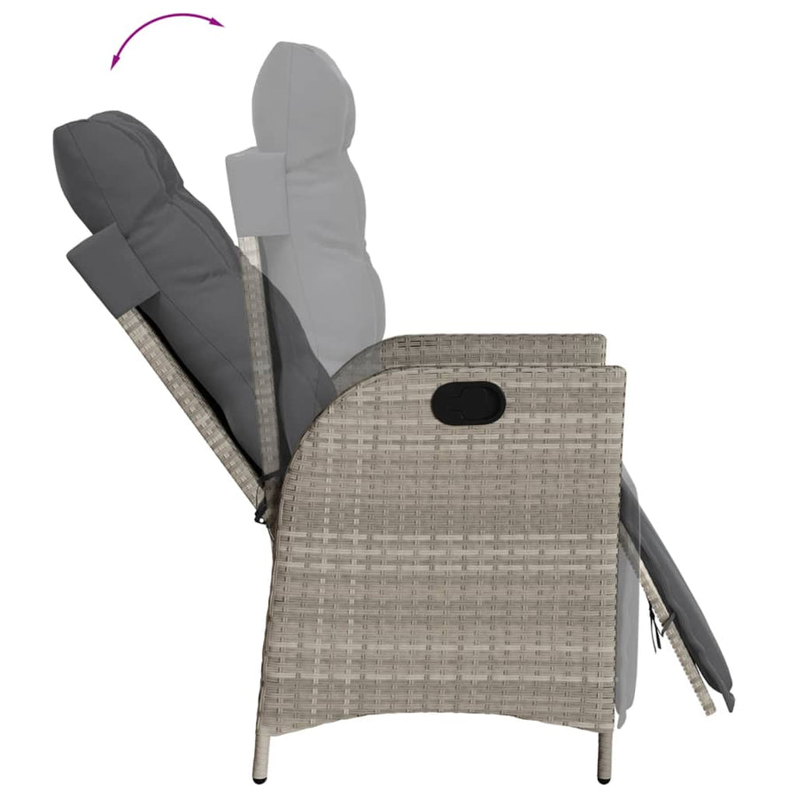 5-delige Tuinset met kussens poly rattan lichtgrijs