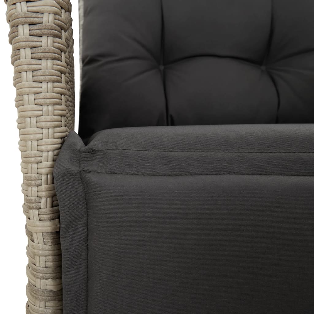9-Delige Tuinset Met Kussens Poly Rattan Lichtgrijs 8 200 cm tafellengte