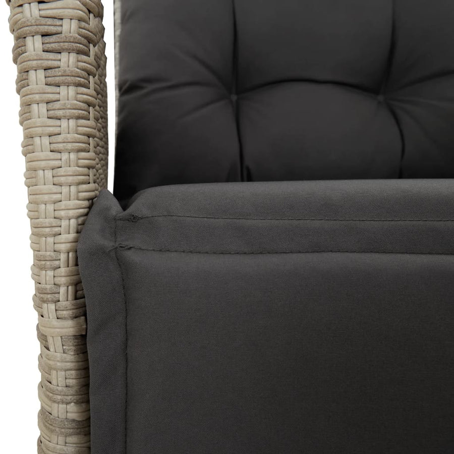 9-Delige Tuinset Met Kussens Poly Rattan Lichtgrijs 8 200 cm tafellengte