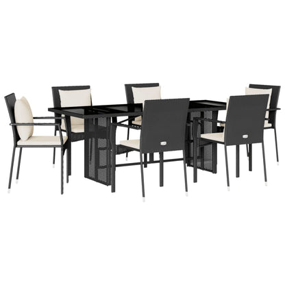 7-Delige Tuinset Met Kussens Poly Rattan Zwart