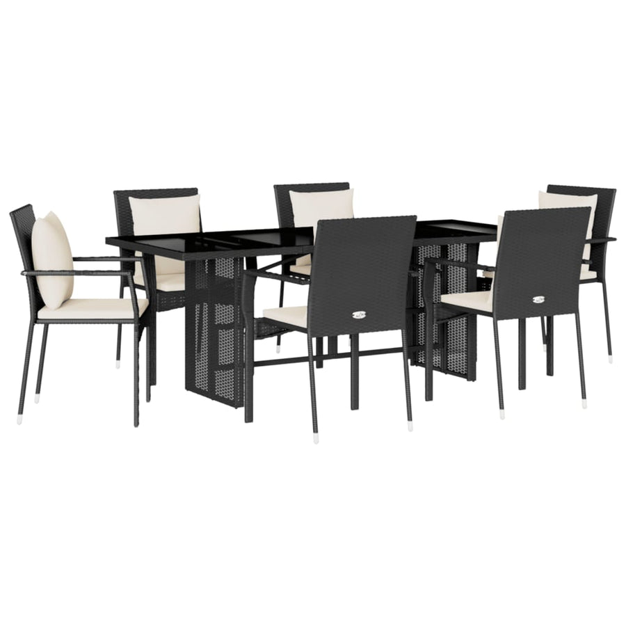 7-Delige Tuinset Met Kussens Poly Rattan Zwart