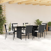 Tuinset 7-delig poly rattan zwart