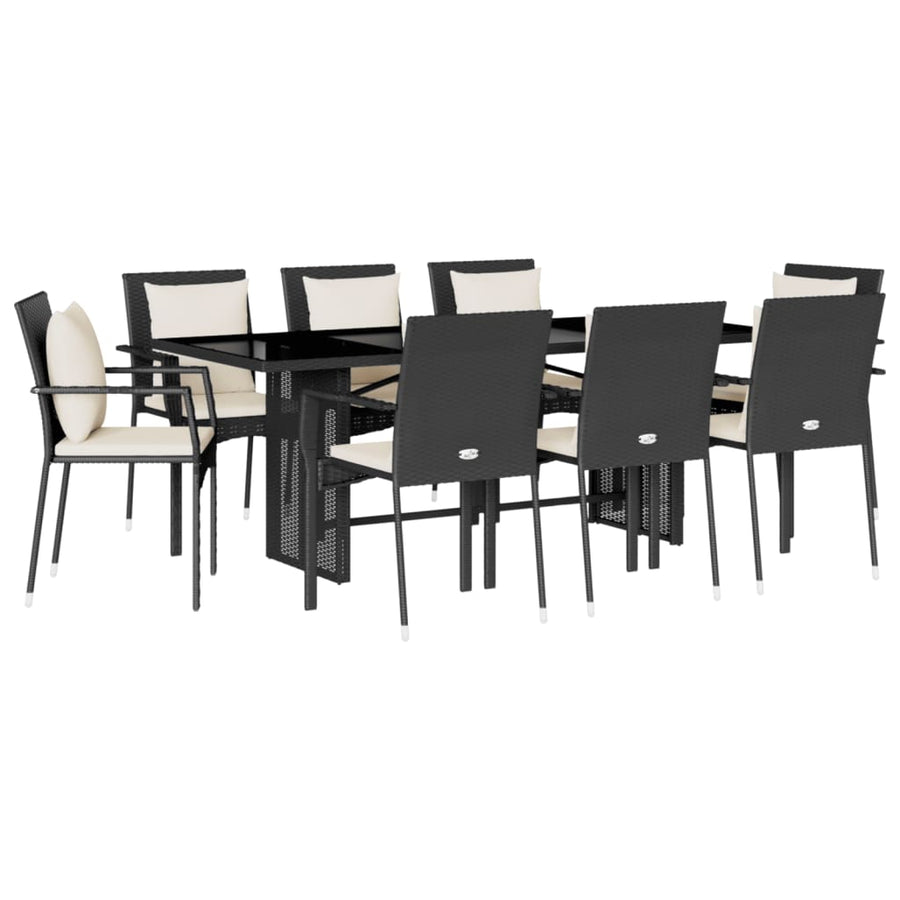 9-Delige Tuinset Poly Rattan Zwart