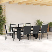 Tuinset 9-delig poly rattan zwart