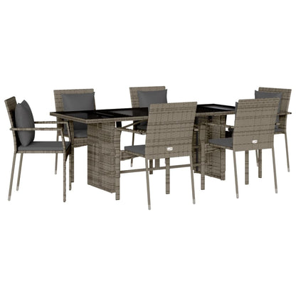 7-Delige Tuinset Met Kussens Poly Rattan Grijs