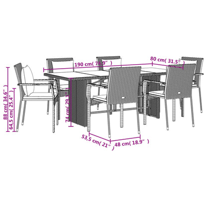 7-Delige Tuinset Met Kussens Poly Rattan Grijs