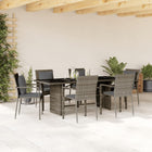 7-Delige Tuinset Met Kussens Poly Rattan Grijs