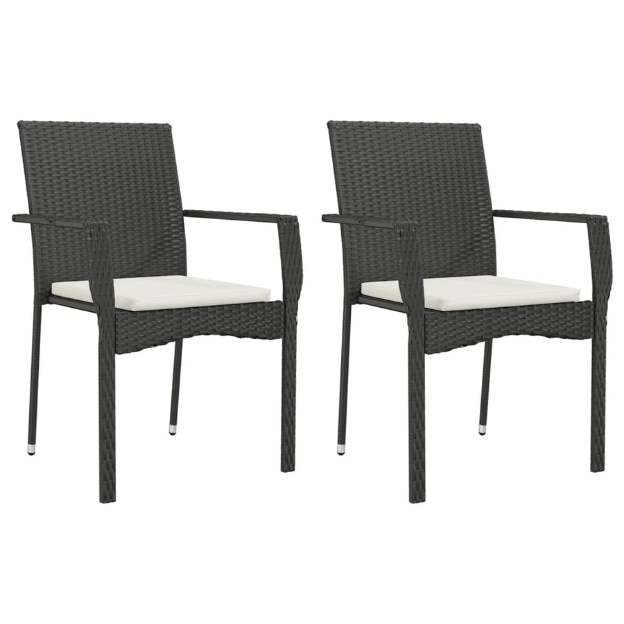 7-delige Tuinset met kussens poly rattan zwart
