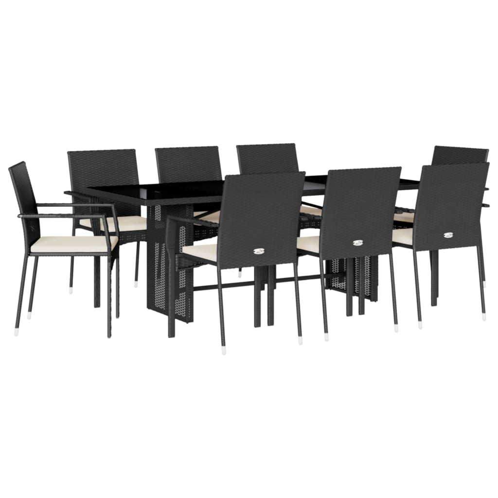 9-Delige Tuinset Poly Rattan 8 Nee Zwart