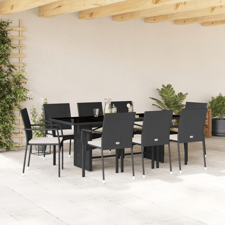 9-Delige Tuinset Poly Rattan 8 Nee Zwart