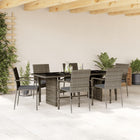 Tuinset 7-delig poly rattan grijs met kussens