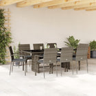 9-piece Garden Dining Set with Cushions Poly Rattan Grey