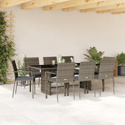 Tuinset 9-delig poly rattan grijs met kussens