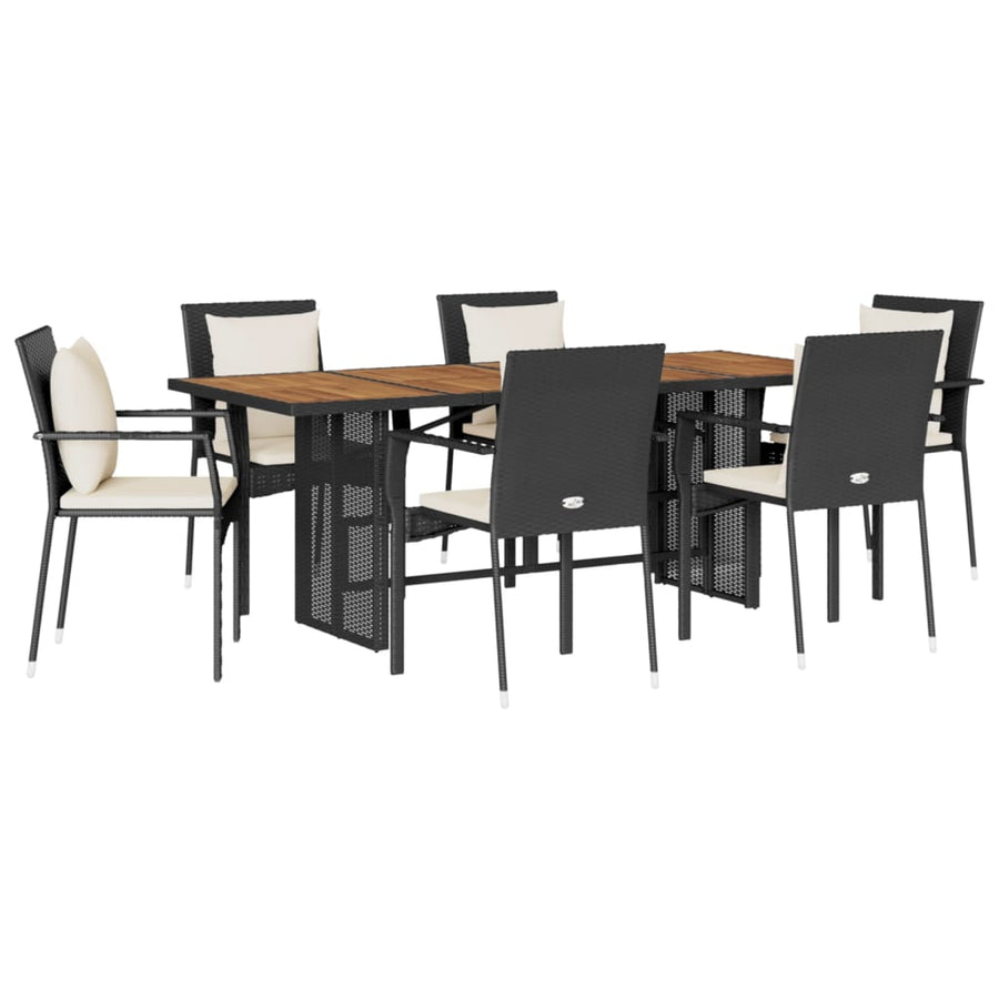 7-Delige Tuinset Met Kussens Poly Rattan Zwart