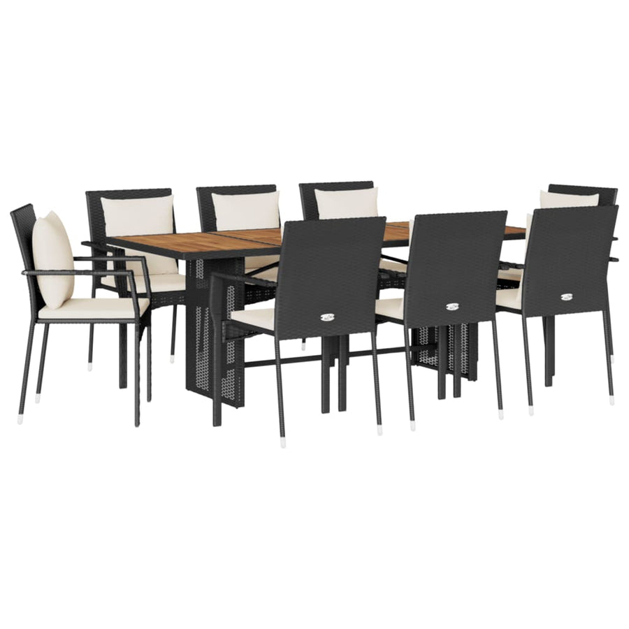 9-Delige Tuinset Poly Rattan Zwart