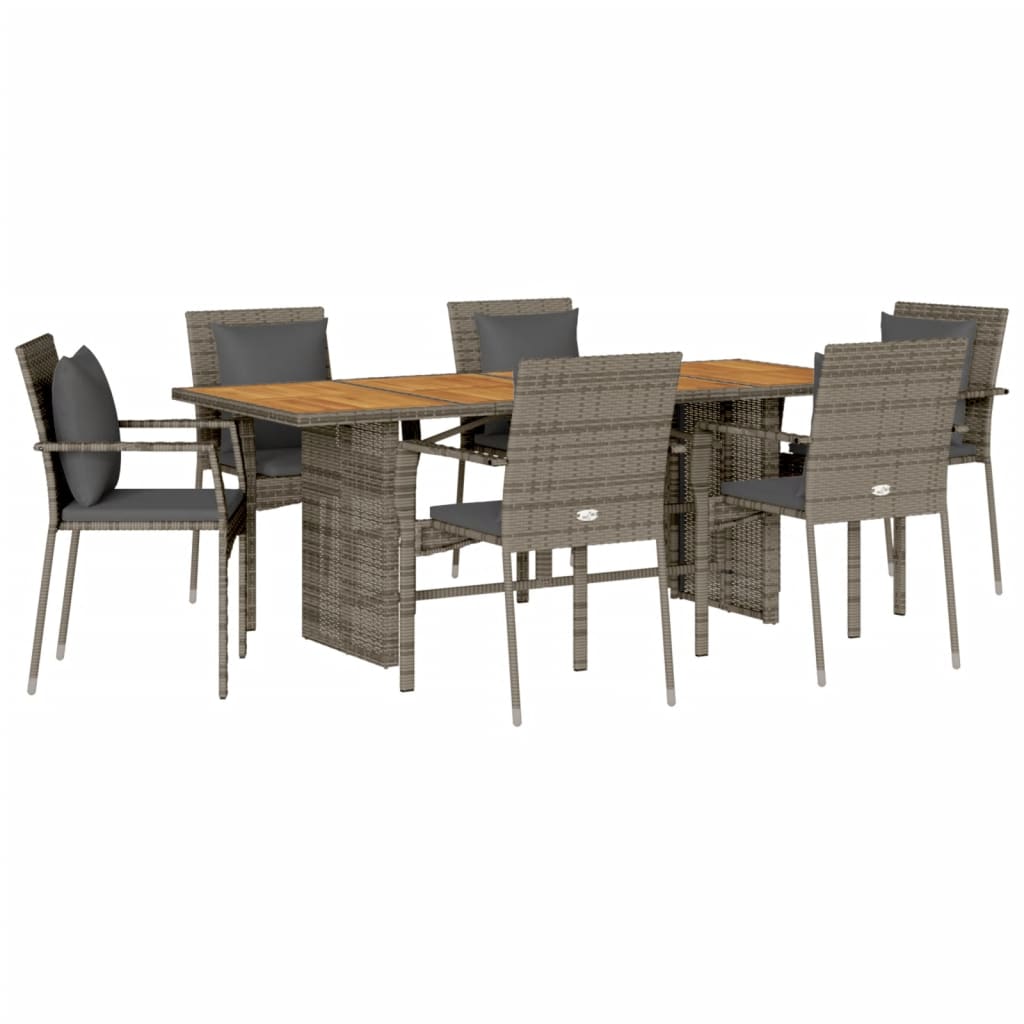 7-Delige Tuinset Met Kussens Poly Rattan Grijs