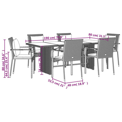 7-Delige Tuinset Met Kussens Poly Rattan Grijs