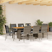 Tuinset 9-delig poly rattan grijs acaciahout
