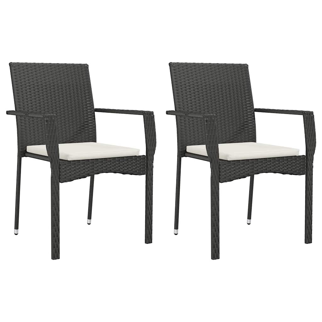 7-delige Tuinset met kussens poly rattan zwart