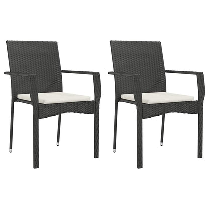 7-delige Tuinset met kussens poly rattan zwart