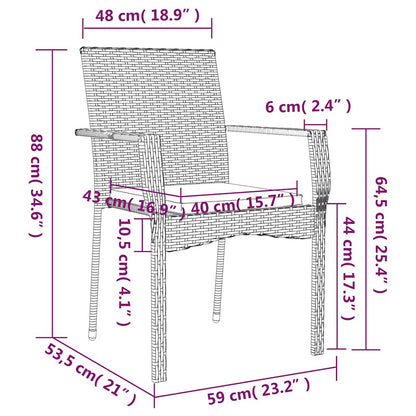 7-delige Tuinset met kussens poly rattan zwart