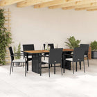 7-Piece Poly Rattan Garden Set with Cushions Black