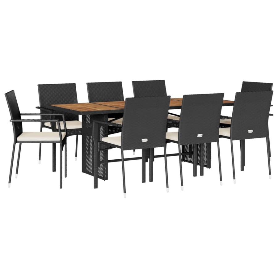 9-Delige Tuinset Poly Rattan 8 Nee Zwart