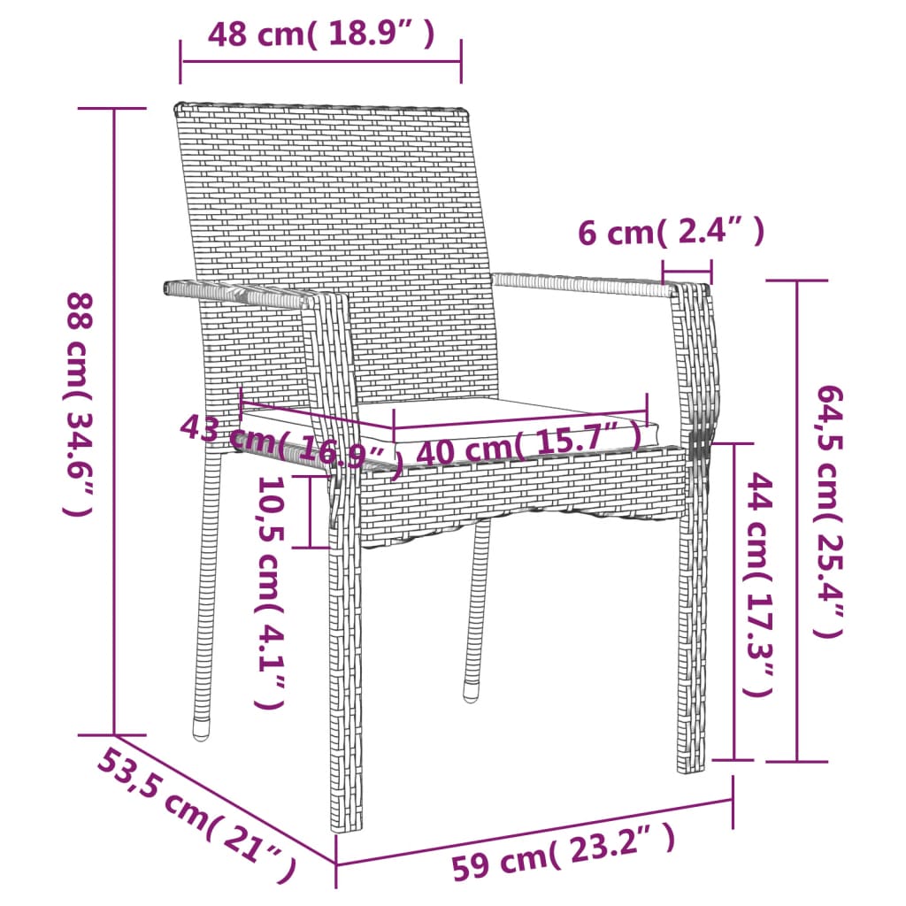 9-Delige Tuinset Poly Rattan 8 Nee Zwart