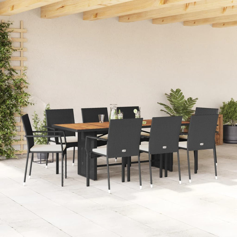 9-Delige Tuinset Poly Rattan 8 Nee Zwart