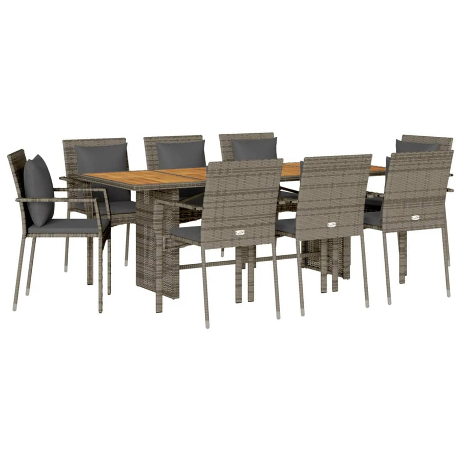 7-Delige Tuinset Met Kussens Poly Rattan Grijs