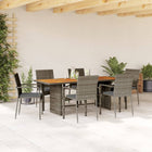 Tuinset 7-delig poly rattan grijs acaciahout