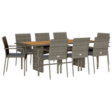 9-delige Tuinset met kussens poly rattan grijs 9 Nee Grijs