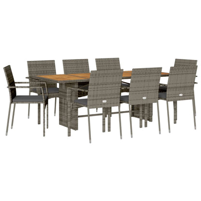 9-delige Tuinset met kussens poly rattan grijs 9 Nee Grijs