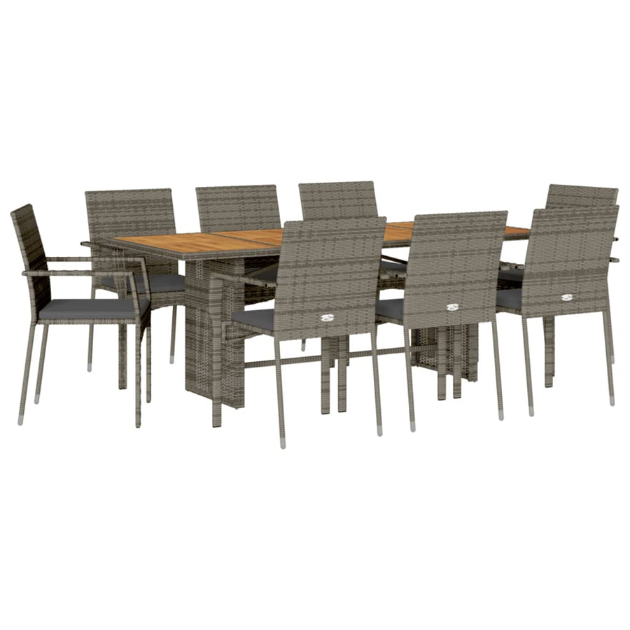 9-delige Tuinset met kussens poly rattan grijs 9 Nee Grijs