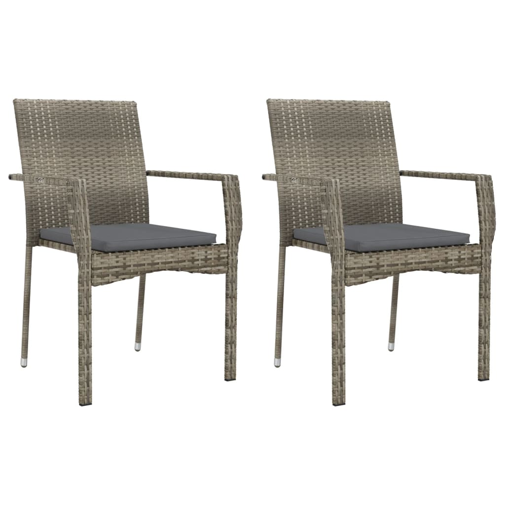 9-delige Tuinset met kussens poly rattan grijs 9 Nee Grijs