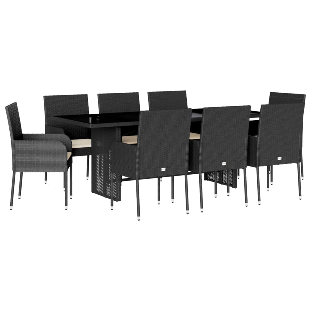 9-Delige Tuinset Poly Rattan Zwart