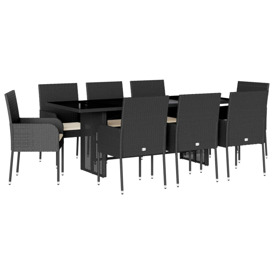 9-Delige Tuinset Poly Rattan Zwart